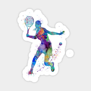 Girl Tennis Player Colorful Watercolor Sticker